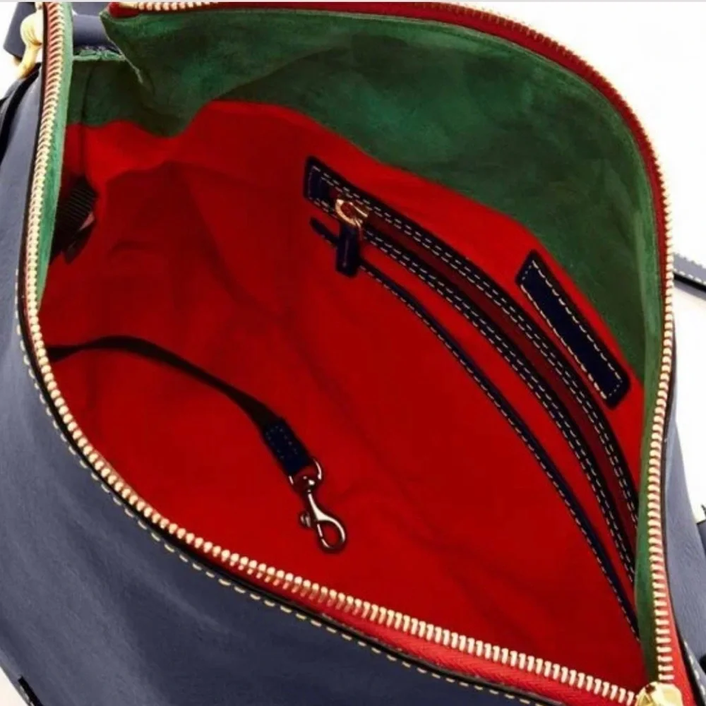 Dooney & Bourke NAVY Florentine Tasseled Pebbled Leather Satchel EUC - Picture 5 of 12